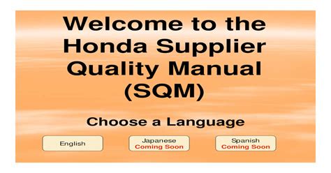 Honda Supplier Quality Manual